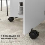 Mesa de Cozinha Dobrável com Rodas Laterais Rebatíveis e 2 Prateleiras Abertas Estilo Moderno 120x60x77 cm Branco