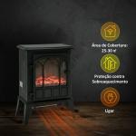 Lareira Elétrica Portátil 1000/2000W com Efeito de Chama Realista e Proteção Contra Superaquecimento 41,5x28x54 Preto