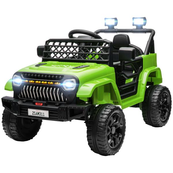 Carro Elétrico para Crianças Carro Elétrico Infantil UTV 12V com Velocidade Ajustável USB e Faróis 95x62,5x65 cm Verde