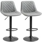 Conjunto de Bancos de Bar Estofados em PU Bancos Altos de Sala de Jantar com Altura Ajustável 46,5x51x86 - 106 cm Cinzento