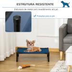Cama para Animais de Estimação Cama Elevada para Cães Gatos Portátil Tecido Transpirável para Exterior Interior 64x46x18cm Azul