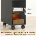 Mesa Auxiliar com Bancada Deslizante e Rodas Mesa Auxiliar com Armazenamento Oculto e Prateleira Ajustável 45x25x70 cm Preto