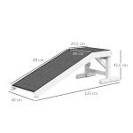 Rampa de Madeira para Animais com Tapete Antiderrapante para Cães Pequenos ou Séniores 125x40x35,5 cm Branco e Cinzento