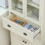 Armário de Cozinha com 2 Portas de Vidro 1 Gaveta e Prateleira Ajustável Móvel Auxiliar de Cozinha 76x40x182,5cm Creme