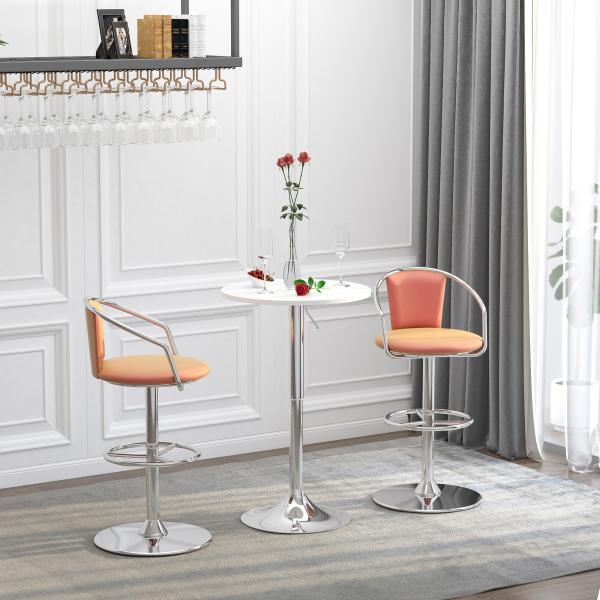 Mesa de bar ajustável em altura com base redonda e antideslizante para cozinha sala de jantar Ø60x69 - 93 cm Branco