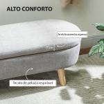 Banco para Pé de Cama Banco de Armazenamento com Pés de Madeira e Assento Acolchoado 110x40x43 cm Cinzento