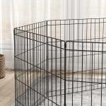 Parque para Cães 8 Painéis 61x61cm Dobráveis Gaiola Metálica para Animais de Estimação com Porta e Dupla Fechadura Preto