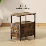 Mesa Auxiliar com Estação de Carga Entrada USB Tomada Elétrica 2 Gavetas e Prateleira 55x35x58,5 cm Marrom Rústico