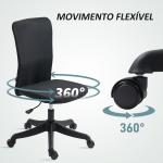 Cadeira de Escritório sem Apoio para os Braços Estofada em Linho Sintético com Altura Ajustável 53x43x85 - 93 cm Preto