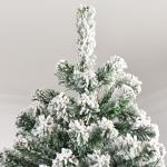 Árvore de Natal Ø140x225cm Neve Artificial com 1083 Pontas de PVC Base Dobrável e Suporte de Metal Decoração de Natal para Interiores Verde e Branco