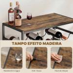 Garrafeira para 30 Garrafas de 6 Níveis com Superfície de Madeira Estilo Industrial 59x30x88,5 cm Castanho Rústico