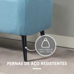 Banco de Armazenamento Estofado em Linho com Tampa Abatível e Pés de Aço Carga Máxima 150kg 101x38,5x44,5 cm Azul Claro