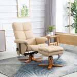 Poltrona Relax Reclinável com Apoio de Pés, 10 Pontos de Massagem, Giratória, Comando à Distância, Bolso Lateral, Creme