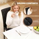 Conjunto de 4 Cadeiras de Sala de Jantar Estofadas com Pés de Metal Cadeiras Modernas 41x50x91 cm Preto