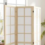 Biombo Dobrável de 3 Painéis Separador de Ambientes de Interior para Sala de Estar Dormitório e Escritório 120x170 cm Madeira e Branco
