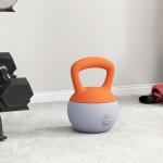 Kettlebell de kg Pesa Russa Preenchida de Areia Metálica e Alça Antiderrapante para Treino em Casa Ginásio Ø21x30 cm Laranja