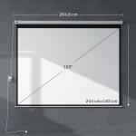 Tela de Projeção Elétrica 120 Polegadas Formato 4:3 com Comando à Distância 244x183 cm Branco