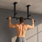 Barra de Elevação de Parede barra Pull - Up de Aço para Treino em Casa Carga Máxima 150 kg 105,5x28x49 cm Preto