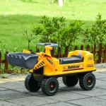 Trator sem Pedais para Crianças de 2 - 3 Anos com Pá Escavadora Espaço de Armazenamento Oculto Volante e Buzina 70x26x37cm Amarelo