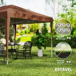 Tenda Dobrável 6x3 m com Altura Ajustável em 3 Níveis Bolsa de Transporte Anti - UV e Estrutura de Aço Castanho