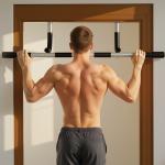 Barra de Elevação para Porta Barra de Pull Up para Exercícios de Treino em Casa Carga Máxima 110 kg 92x40x17 cm Preto