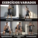 Peso Russo de 14 kg Kettlebell Fitness Preenchido de Areia com Punho Largo Antiderrapante 26x18x32 cm Preto