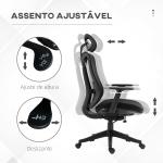 Cadeira de Escritório de Malha Reclinável com Apoio para a Cabeça Ajustável e Suporte Lombar 70x66x120 - 128 cm Preto