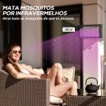 Lâmpada Anti - Mosquitos com Luz LED Mata Mosquitos Elétrico 8W Efetivo para 60 m² com Corrente para Interior Jardim Terraço Pátio 49x6x25 cm Preto