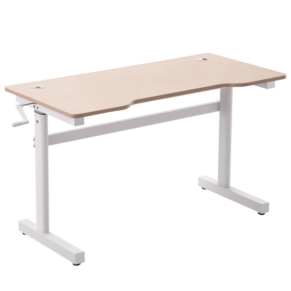 Secretária de Pé com Altura Ajustável a Manivela e Bancada de Carbono Secretária Elevatória para Escritório Estúdio Sala de Estar Carga Máxima 150kg 120x60x72 - 117cm Madeira e Branco