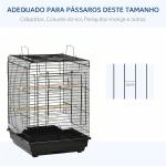 Gaiola para Pássaros com Teto Abatível 2 Poleiros 2 Comedouros e Bandeja Amovível para Canários Periquitos 40x40x59 cm Preto