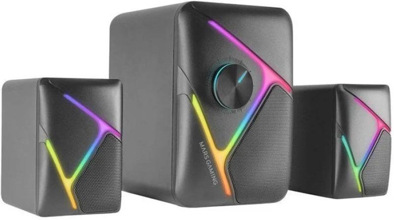 Colunas Gaming RGB 2.1 Canais c/ Subwoofer 35W (Preto) - MARS GAMING