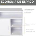 Armário de Escritório para Impressora Multifuncional com Prateleiras e Amplo Espaço de Armazenamento 60x50x65,5 cm Branco