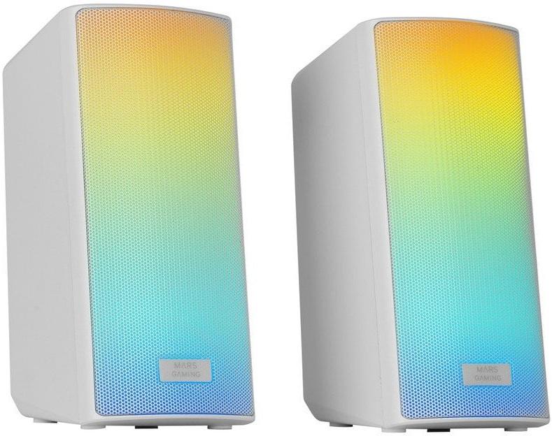 Colunas Bluetooth MSRGB2 RGB Stereo 2.0 15W RMS (Branco) - MARS GAMING
