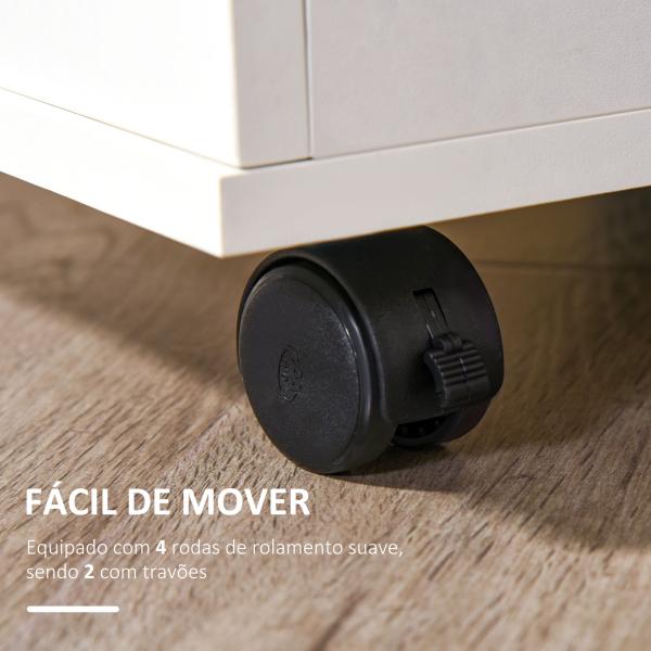 Bloco de Gavetas para Escritório Móvel de Arquivos com 3 Gavetas e Fechadura para Secretária Casa 40x40x61,5 cm Branco