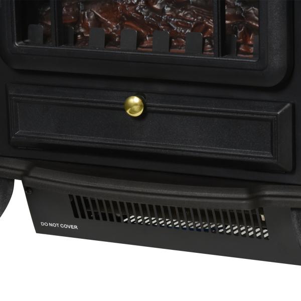 Lareira Elétrica Portátil 1000/2000W com Efeito de Chama Realista Termostato para Ambientes entre 15 - 20m² 45x28x54cm Preto