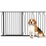 Barreira de Segurança para Cães com 3 Extensões Montagem a Pressão Duplo Bloqueio 75 - 145x76 cm Preto