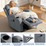 Poltrona de Massagem Giratória Poltrona Relax Reclinável com 8 Pontos de Massagem Função de Aquecimento 82x99x103 cm Cinzento