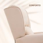 Poltrona de Massagem Poltrona Relax Reclinável com Controlo Remoto 2 Áreas de Massagem Bolso Lateral 78x83x101 cm Bege