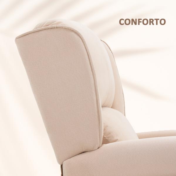 Poltrona de Massagem Poltrona Relax Reclinável com Controlo Remoto 2 Áreas de Massagem Bolso Lateral 78x83x101 cm Bege