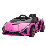 Carro Elétrico Lamborghini SIAN 12V para Crianças de 3 - 8 anos com Controle Remoto Abertura da Porta Música MP3 USB e Faróis 108x62x40cm Rosa