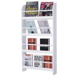 Estante de Parede para Livros com 4 Prateleiras Estante de Livros para Escritório Dormitório Entrada Carga Máxima 30 kg 56x12x113 cm Branco