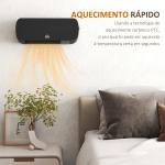 Aquecedor Cerâmico de Parede 1000W/2000W com Controle Remoto 3 Modos de Aquecimento Temporizador de 12h Termostato e Proteção contra Superaquecimento 45x18,6x11,5 cm Preto