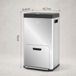 Caixote do Lixo de Cozinha 3 Compartimentos 2x18L+20L (56L) em Aço Inoxidável com Rodas e Tampa de Fecho Suave, Prateado