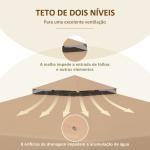 Cobertura de Substituição para Pérgola 300x300 cm com Duplo Teto e 8 Orifícios de Drenagem Cáqui