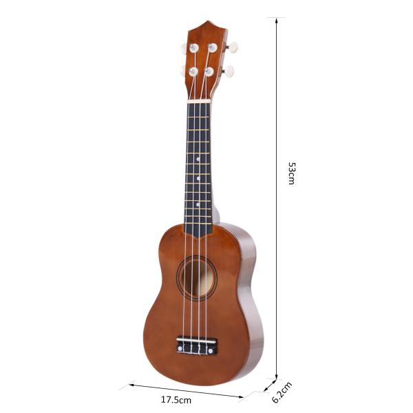 Ukelele de 21 Polegadas para Iniciantes com cordas de nylon 53x17.5x6.2cm marrom