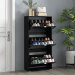Armário de Sapatos Moderno Sapateira para Corredor Entrada com 6 Prateleiras de Armazenamento Espaço de Exibição 60x26x124cm Preto