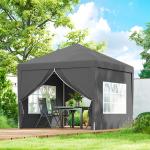Tenda de Jardim com Paredes Laterais Amovíveis Janelas Porta com Fecho de Correr e Bolsa de Transporte 295x295x196 - 258 cm Cinzento