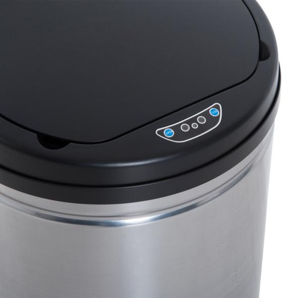 Balde de Lixo Inteligente de Aço Inoxidável 30L com Sensor Infravermelho de Abertura Automática Ø30,5x51,5cm Prata e Preto