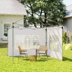 2 Paredes Laterais para Tenda de 3x3 / 3x4 m 295x195 cm Parede de Substituição de Tecido Oxford para Tendas Dobráveis Branco