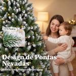 Árvore de Natal 220 cm com 400 Luzes LED, 11 Modos, Telecomando, 1378 Pontas e Base Metálica Dobrável, Verde